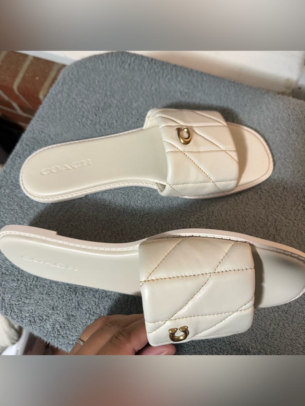 COACH Holly Sandal With Quilting in Chalk Beige Size 9 Women’s - Picture 6 of 7